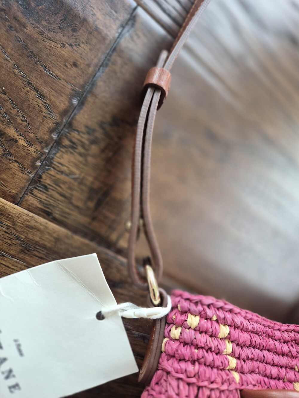 * NWT* [Sezane] Farrow Bucket Bag In Bougainvillia, Raffia - Picture 14 of 16